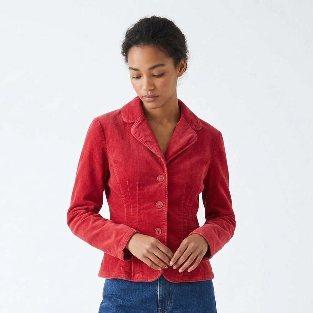 Vintage A.M.I Jacket Corduroy Coral Red Western Boho Casual L